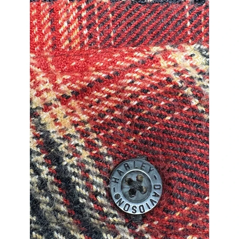 Harley Davidson Mens Long Sleeve Plaid Shirt Button Down Size: L 100% Cotton